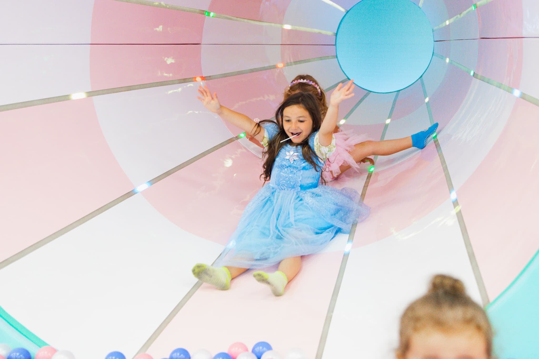 Happy kid inside the play space